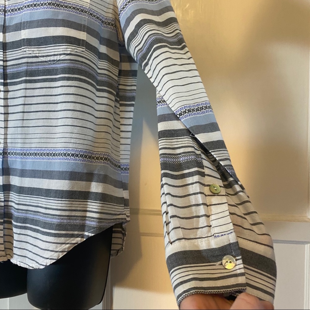 Sanctuary Striped Collared Button Down Top M - image 3